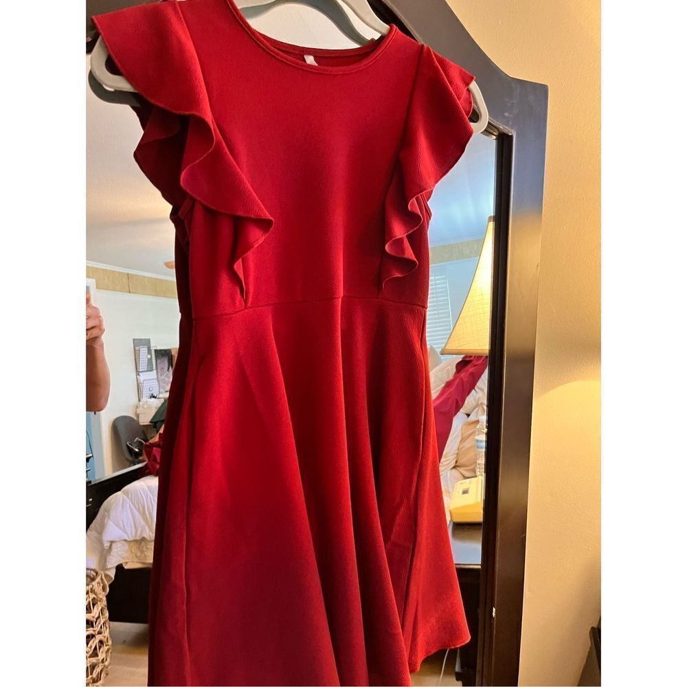 NEW Girls Flutter Sleeve Dress Pockets A-Line Swing Dress 10 Yrs - Picture 6 of 6